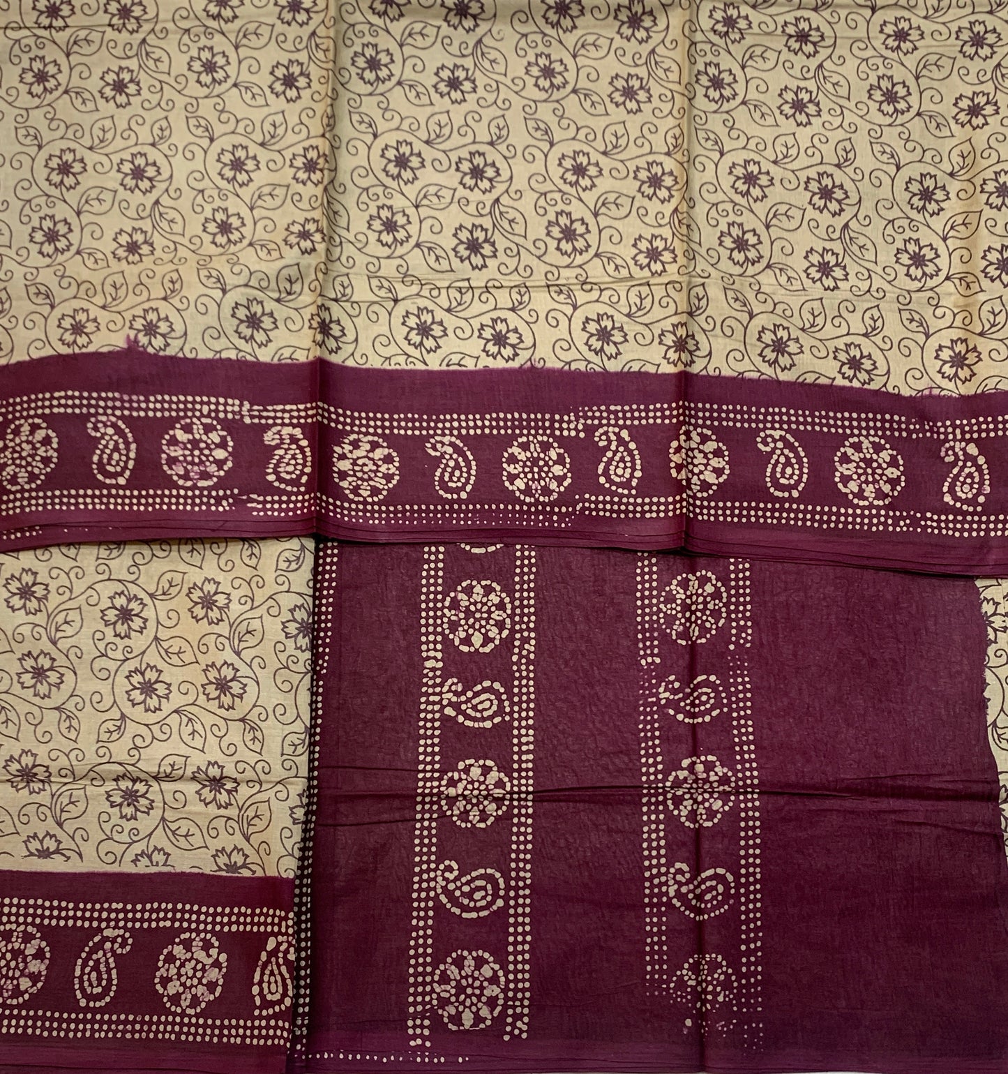 MulMul Cotton Biscuit Colour with Magenta Border