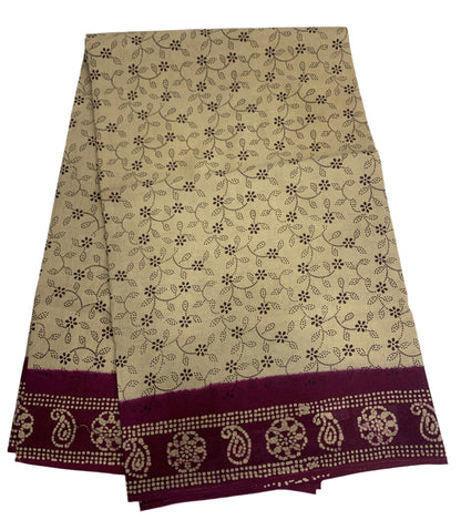 Chettinad Sungudi Cotton Tussar Colour with Magenta Border