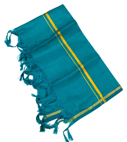 Silk Pooja Towel Rama Green Colour