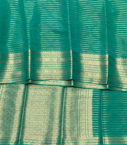 Georgette Saree Rama Green Colour with Sliver Floral Design Border