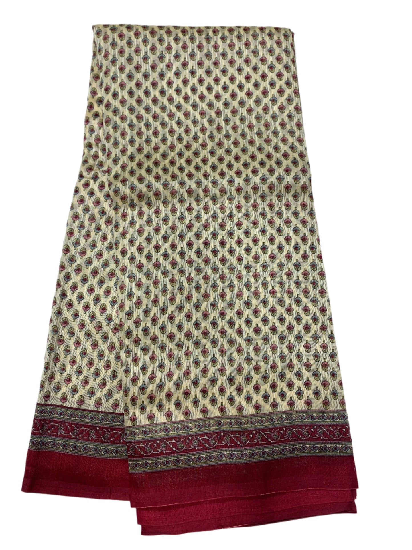 Jute Cotton Saree Tussar Colour with Maroon Border