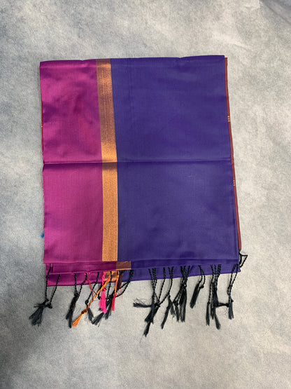 Art Silk Saree Violet Colour with Magenta and Copper Border