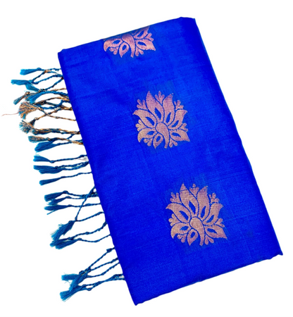 Soft Vegan Silk Saree Blue shade with Floral Design