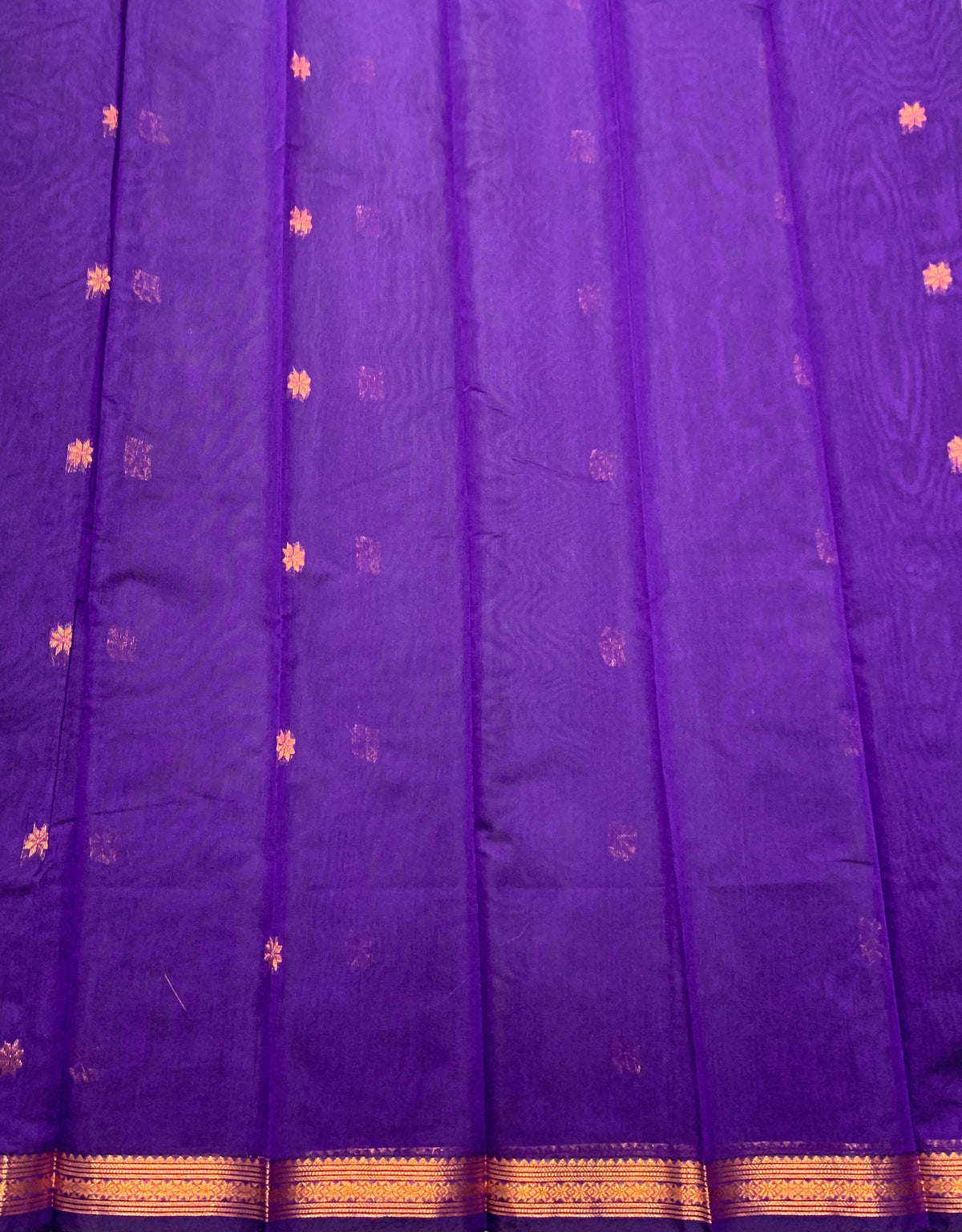 Violet Colour Silk Cotton Saree with Copper Zari Border