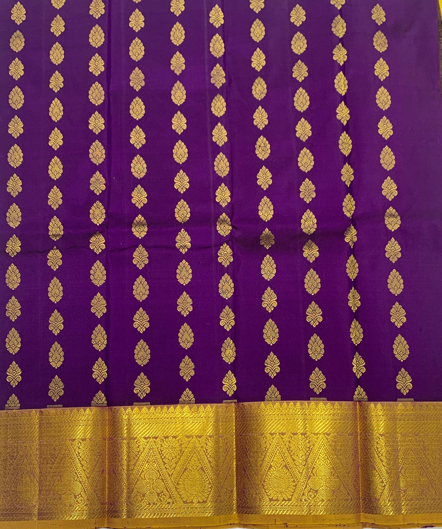 Violet shade Pure kanchipuram Kids Pattu Pavadai with contrast border for newborn to 2 Years