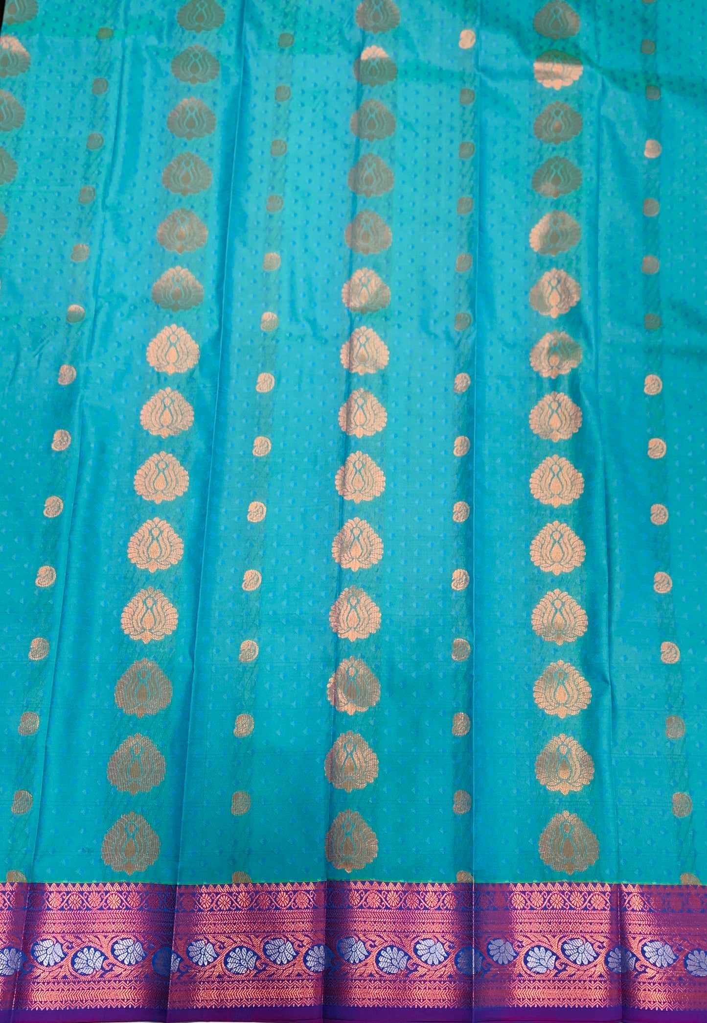 Vegan Silk Saree Rama Blue Colour with Purple Border