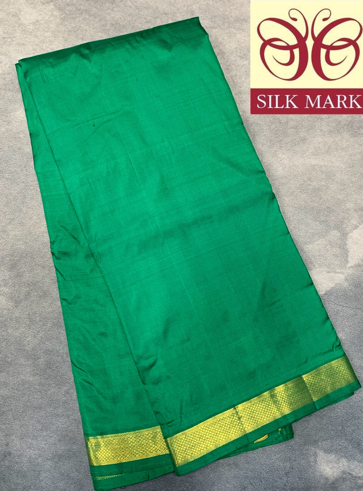 9X5 Pure Silk Dhoti Green Colour with Small Golden Zari Border