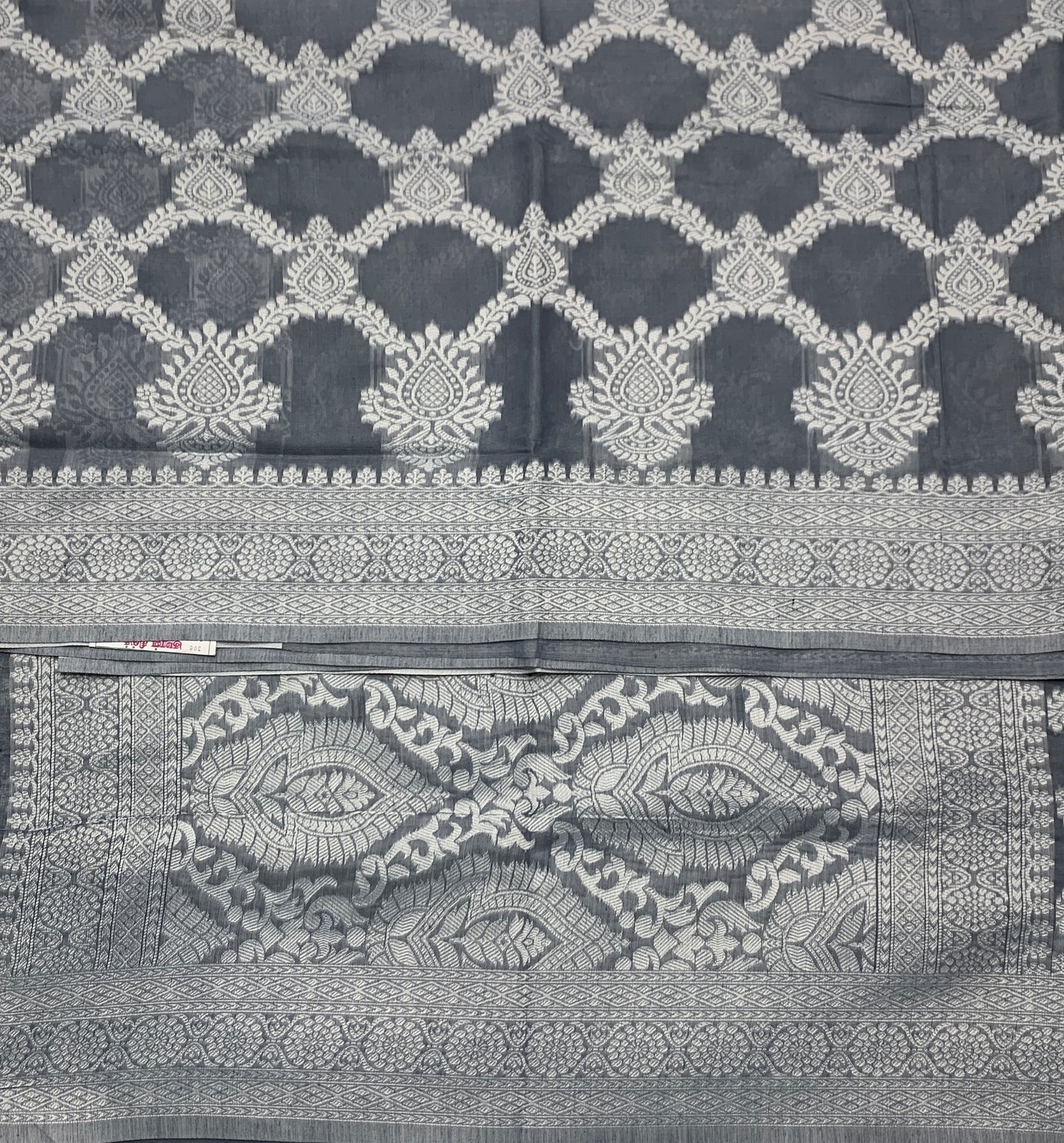 Banaras Katan Saree Gray Colour with Katan Work Border