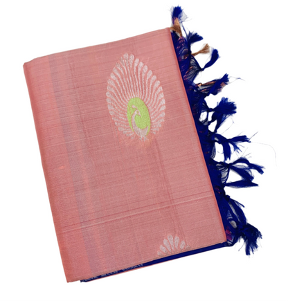 Soft Silk Saree Peach Colour with Copper border