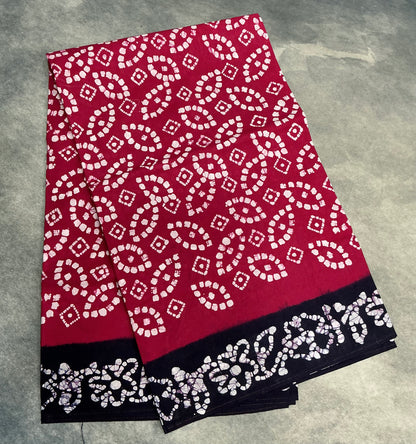 Chettinad Sungudi Cotton Pink Colour with Navy Blue Colour Border