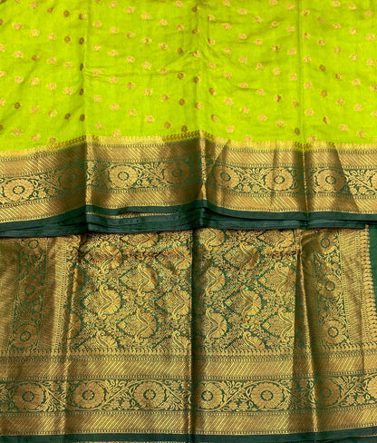 Crepe Saree Olive Green Colour with Green Border