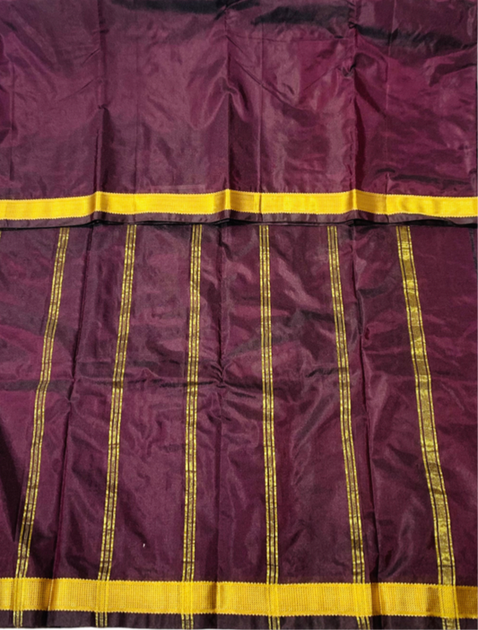 Arani Silk Saree Dark Brown Colour with Golden Border