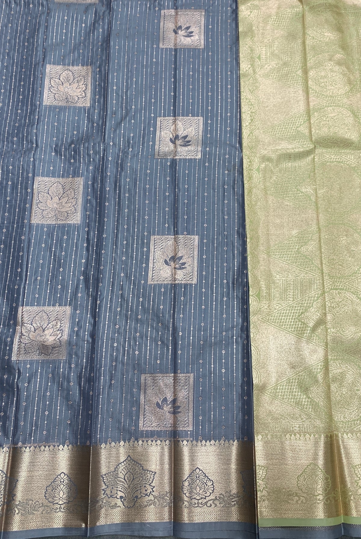 Soft Silk Casual Saree Grey with Sliver Zari Border