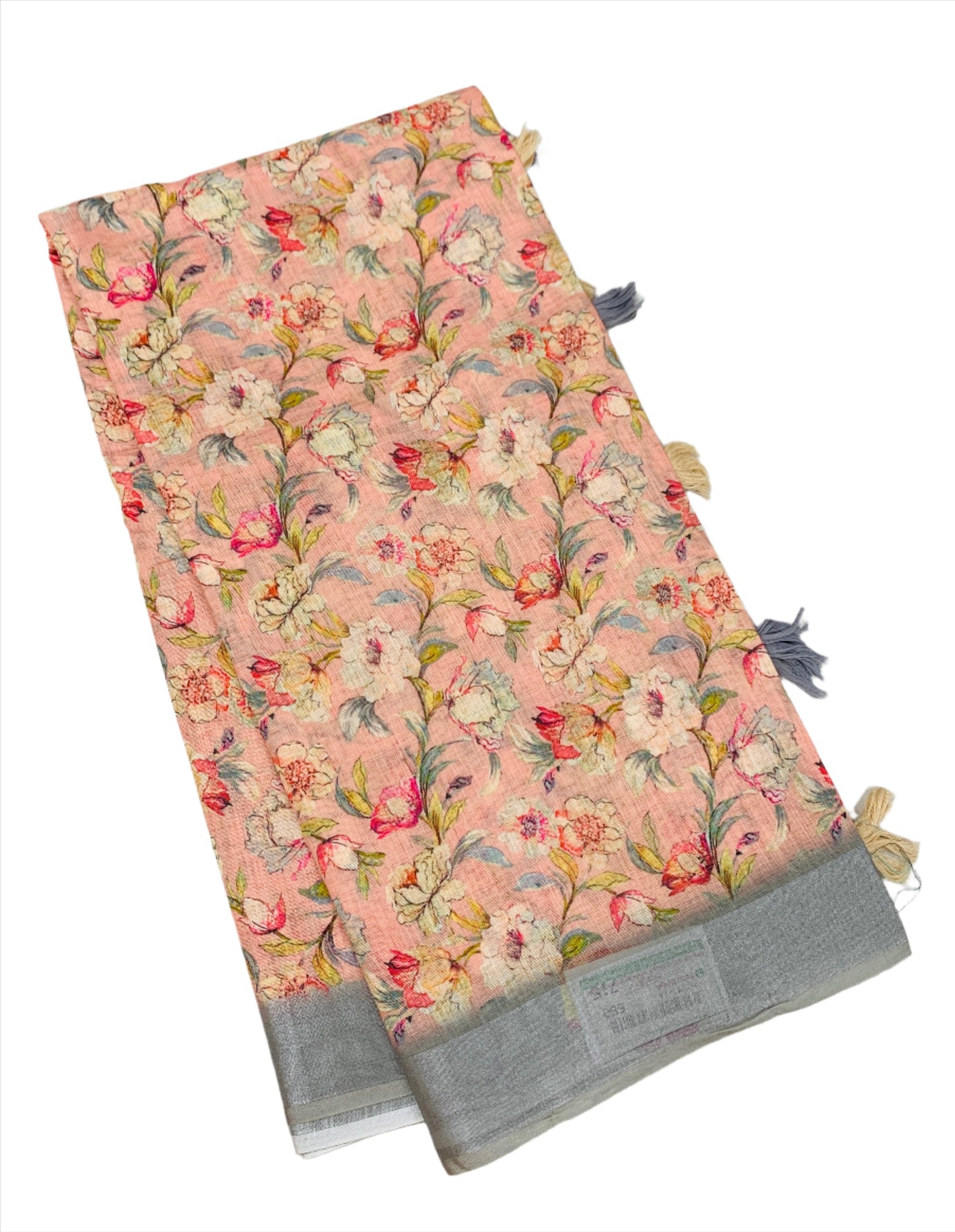 Jute Cotton Saree Baby Pink Shade with Thread Border