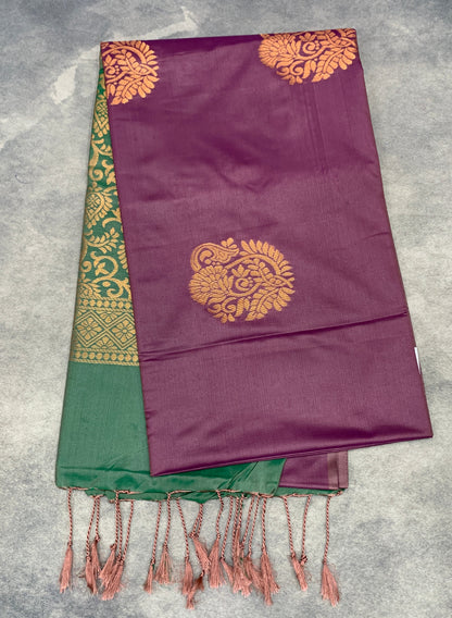 Art Silk Saree Magenta Pink Colour with Borderless