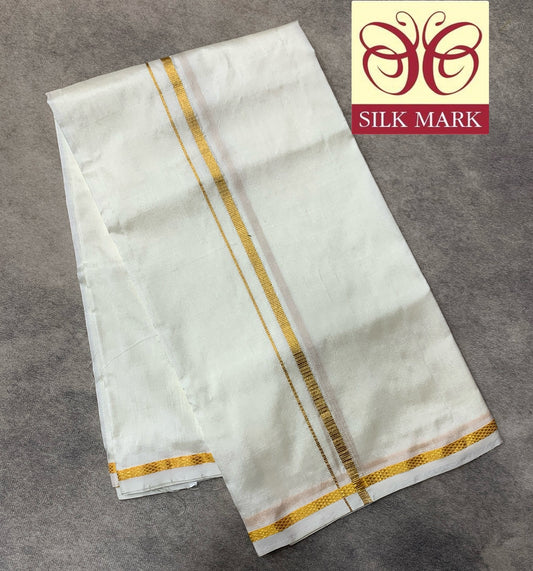 3 Mulam Silk Pooja Towel Cream Colour