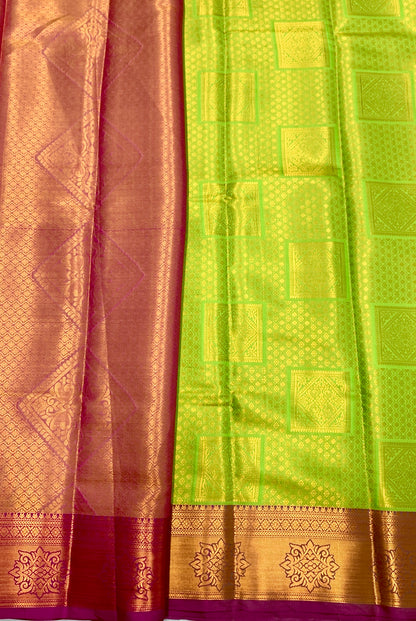 Art Silk Saree Light Green Colour with Magenta Border