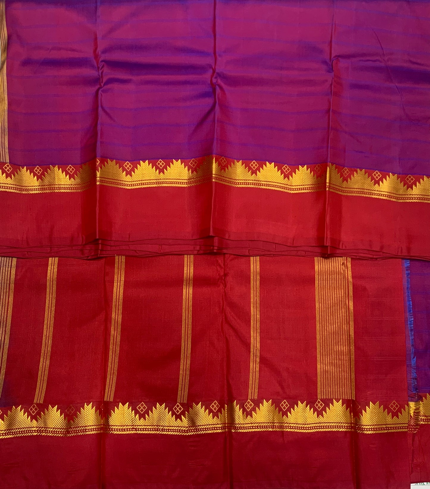 Pure Kanchipuram Silk Saree Purple shade with Red Border