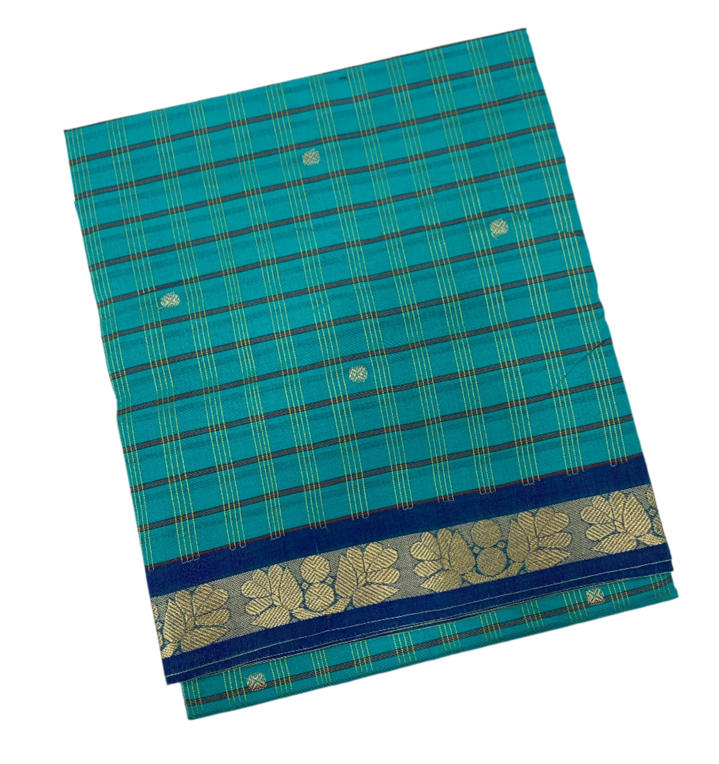 Chettinad Cotton Saree Rama Blue Shade with Blue Border