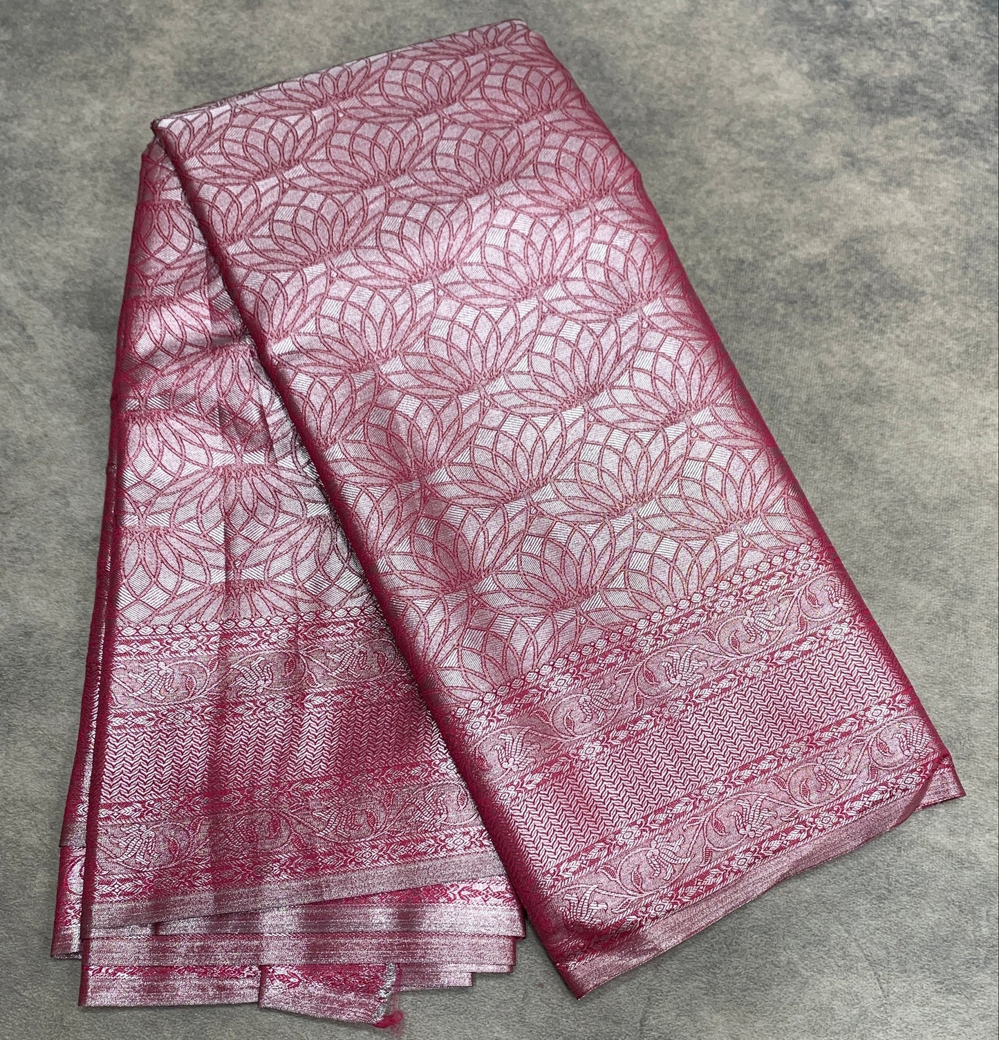 Fancy Tissue Saree  Peachish Pink Colour with Self Design Border