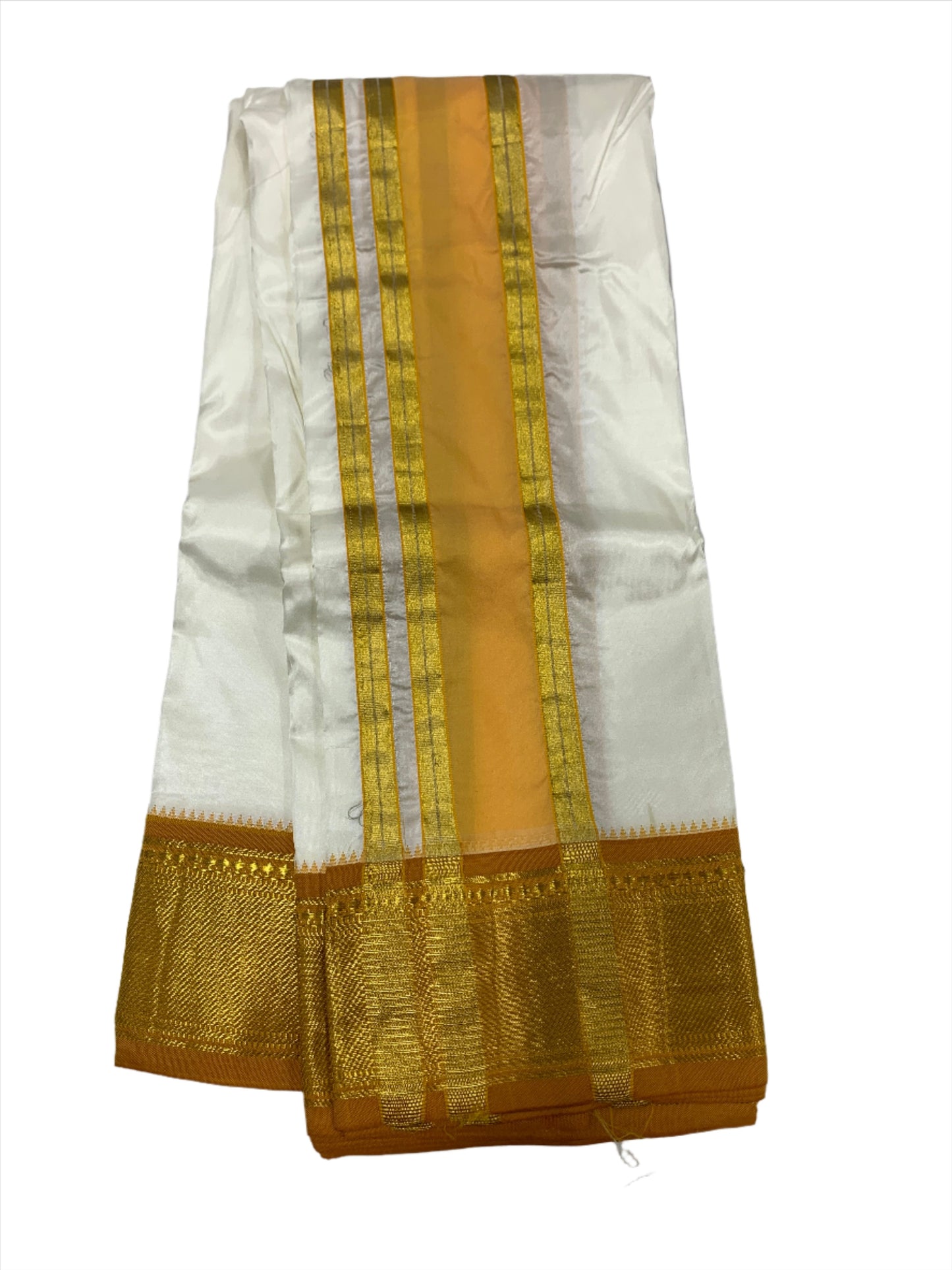 Semi Silk 9x5 Dhoti Cream colour Medium Border