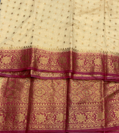 Crepe Saree Sandal Colour with Maroon Border