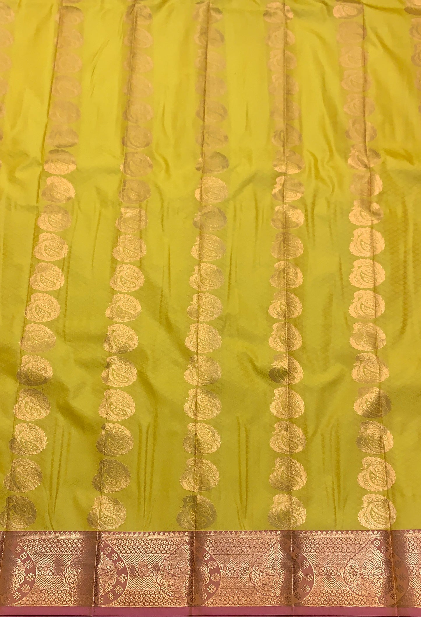 Vegan Silk Saree Golden Yellow Colour Saree with Copper Border