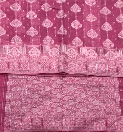 Banaras Katan Saree Baby Pink Colour with Katan Work Border