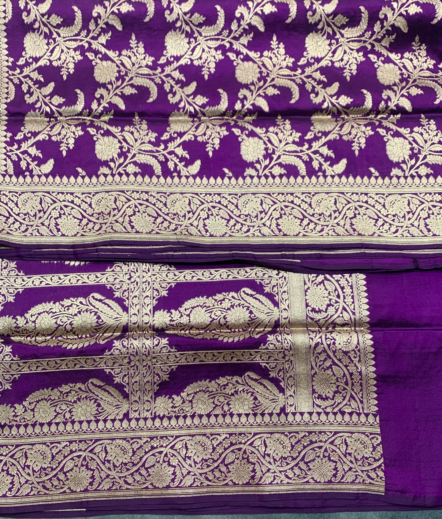 Pure Banaras Silk Saree Purple Colour with Self Colour Banarasi border
