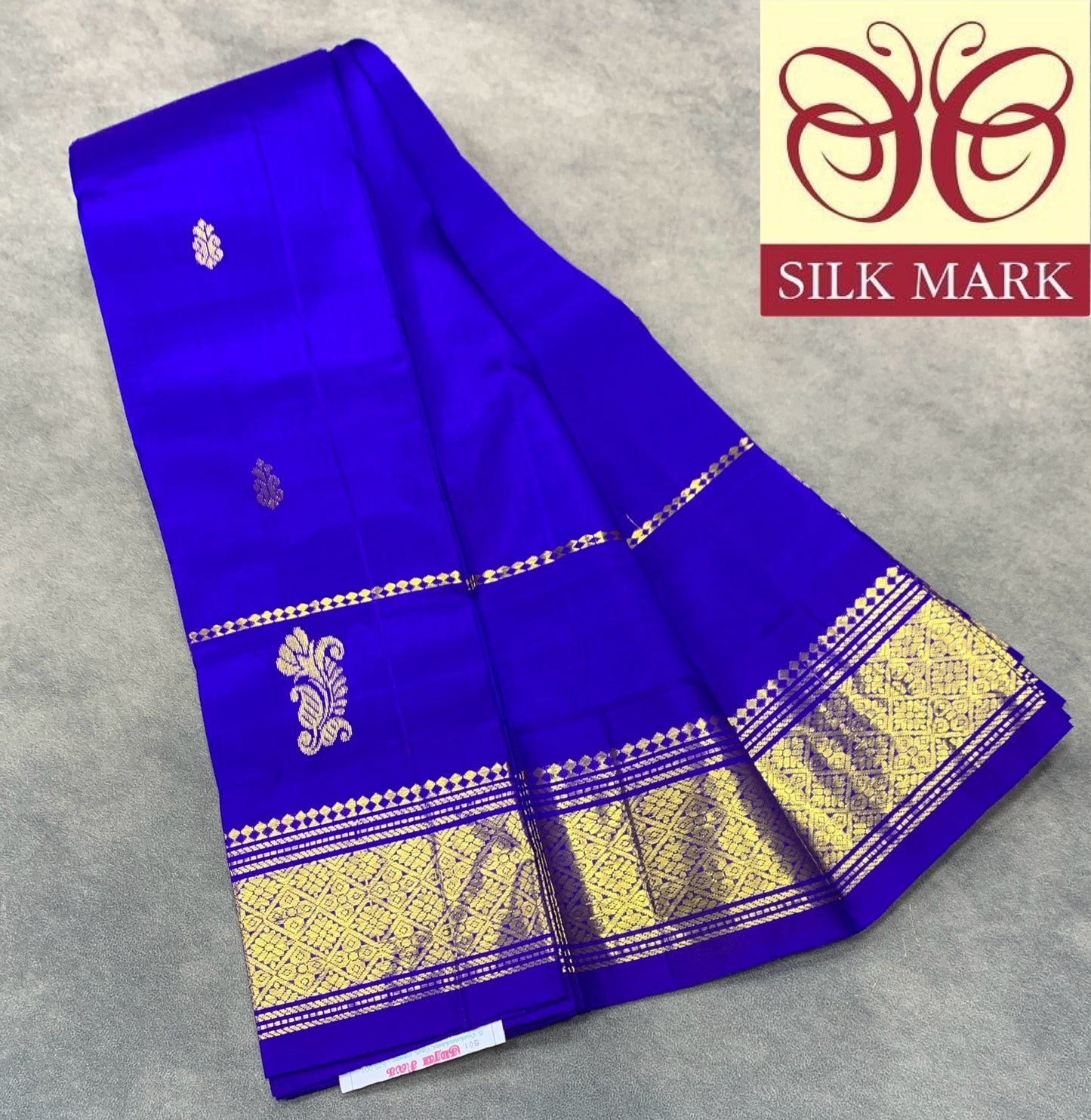 Pure Kanchipuram Silk Saree Royal Blue Colour with Gold Zari Border