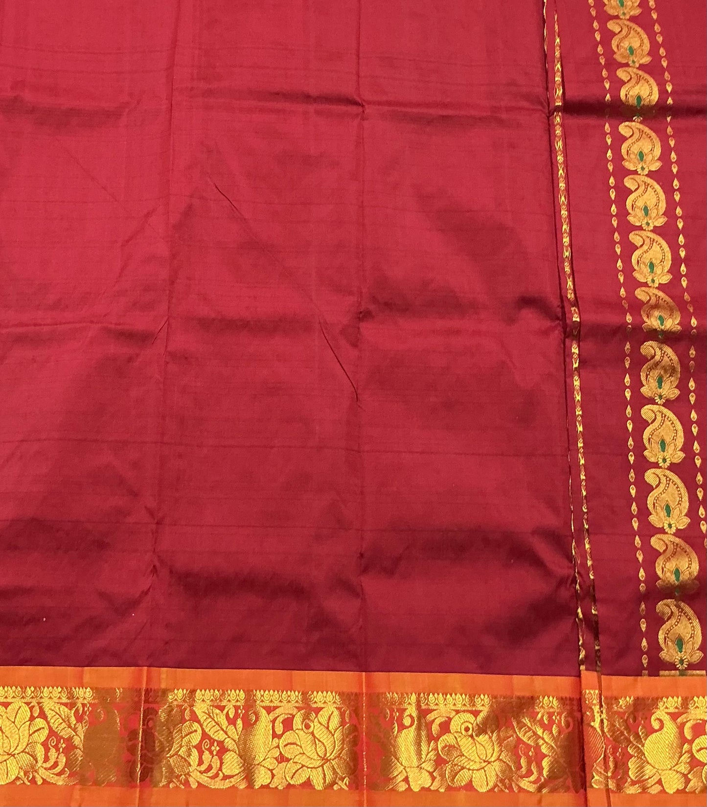 Maroon Shade Semi Silk Kids Pattu Pavadai with Contrast border for Age 2 to 5 Years