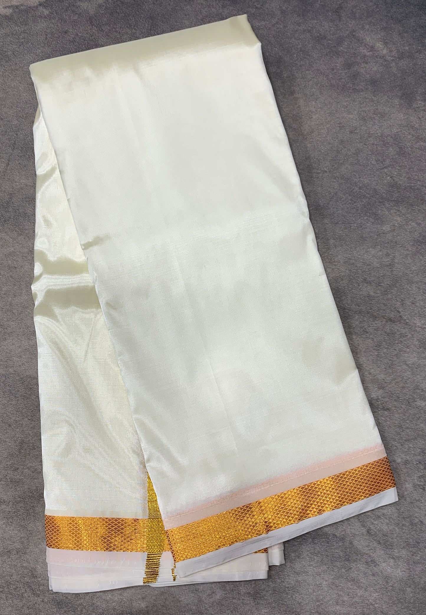 Art Silk Dhoti 8X4 Cream Colour with Small Border