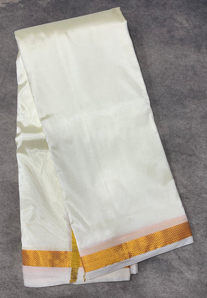 Art Silk Dhoti 8X4 Cream Colour with Small Border