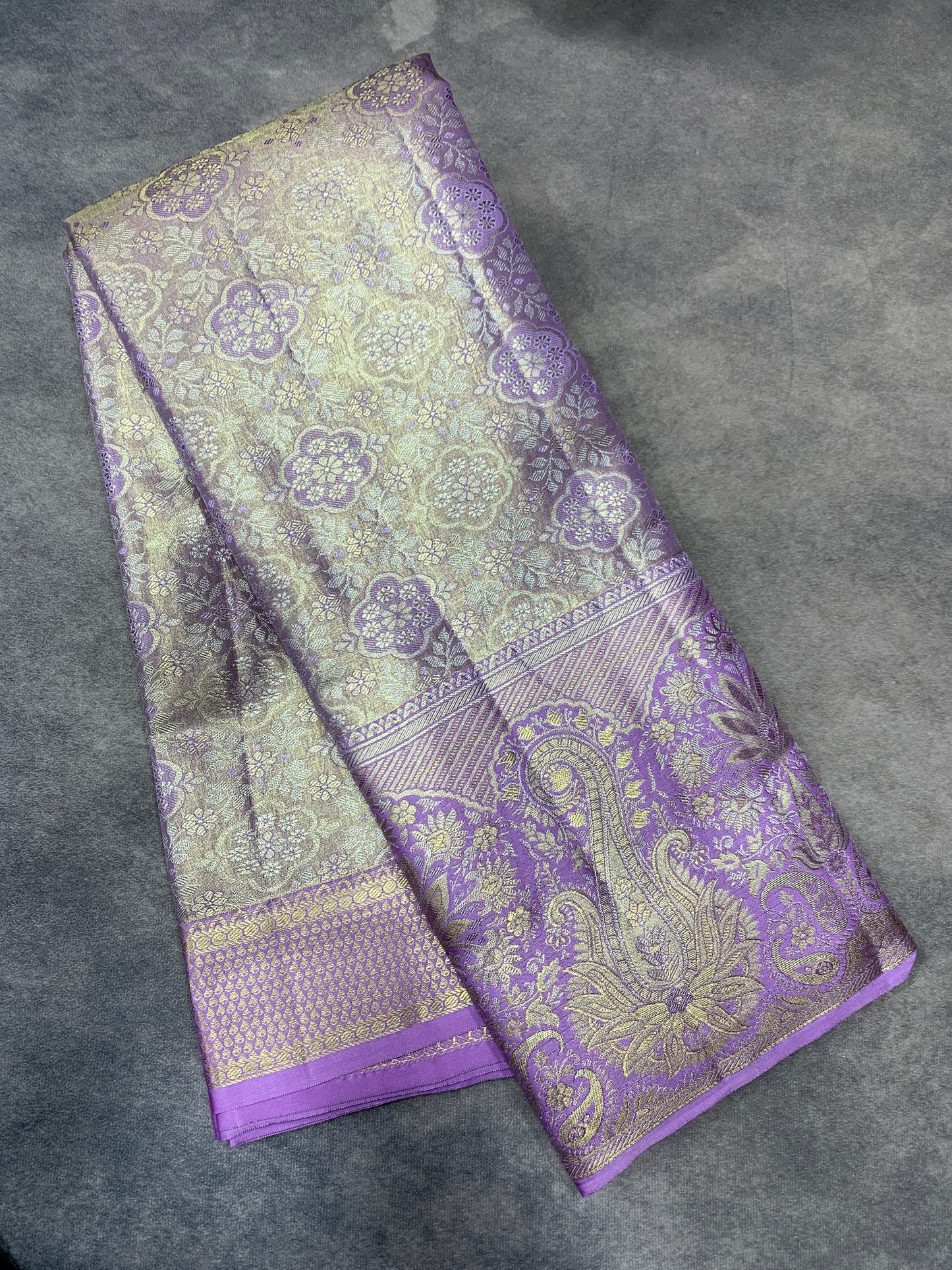 Light Lavender Colour Soft Kanchi Tissue Pattu Saree with Self Colour Border