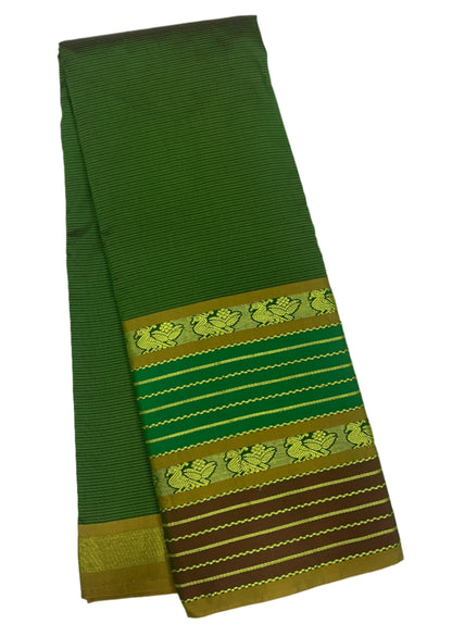 Arani Silk Saree Green Colour with Brown Border and Birds Design