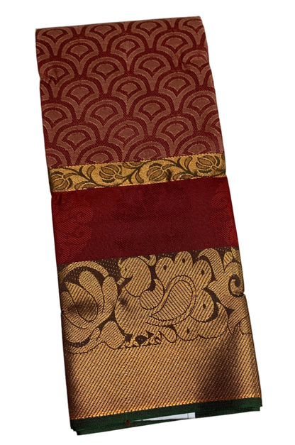 Synthetic Cotton Saree Maroon Shade with Copper Border