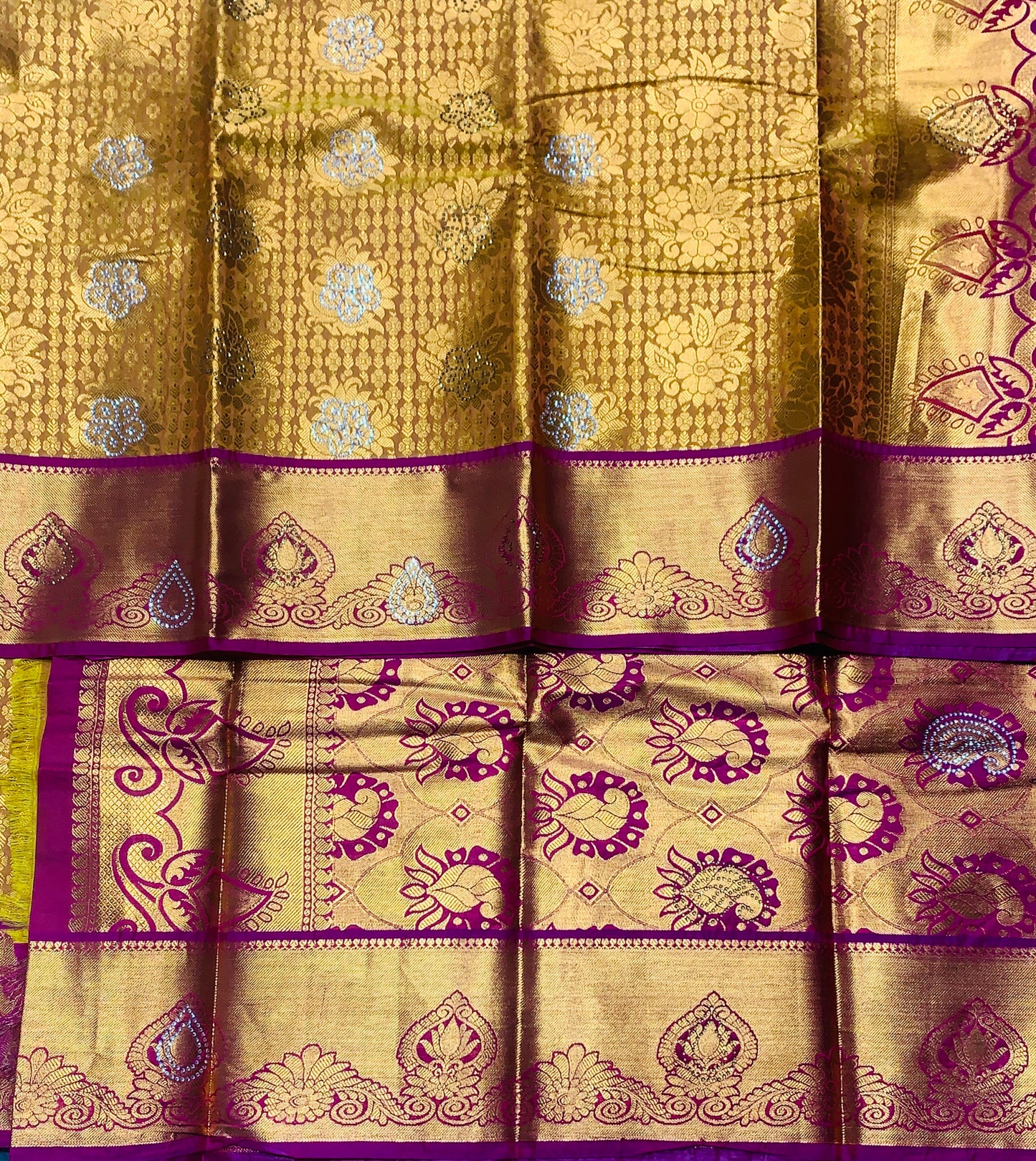 Vegan Silk Saree Mustard Colour with Copper and Pink Border