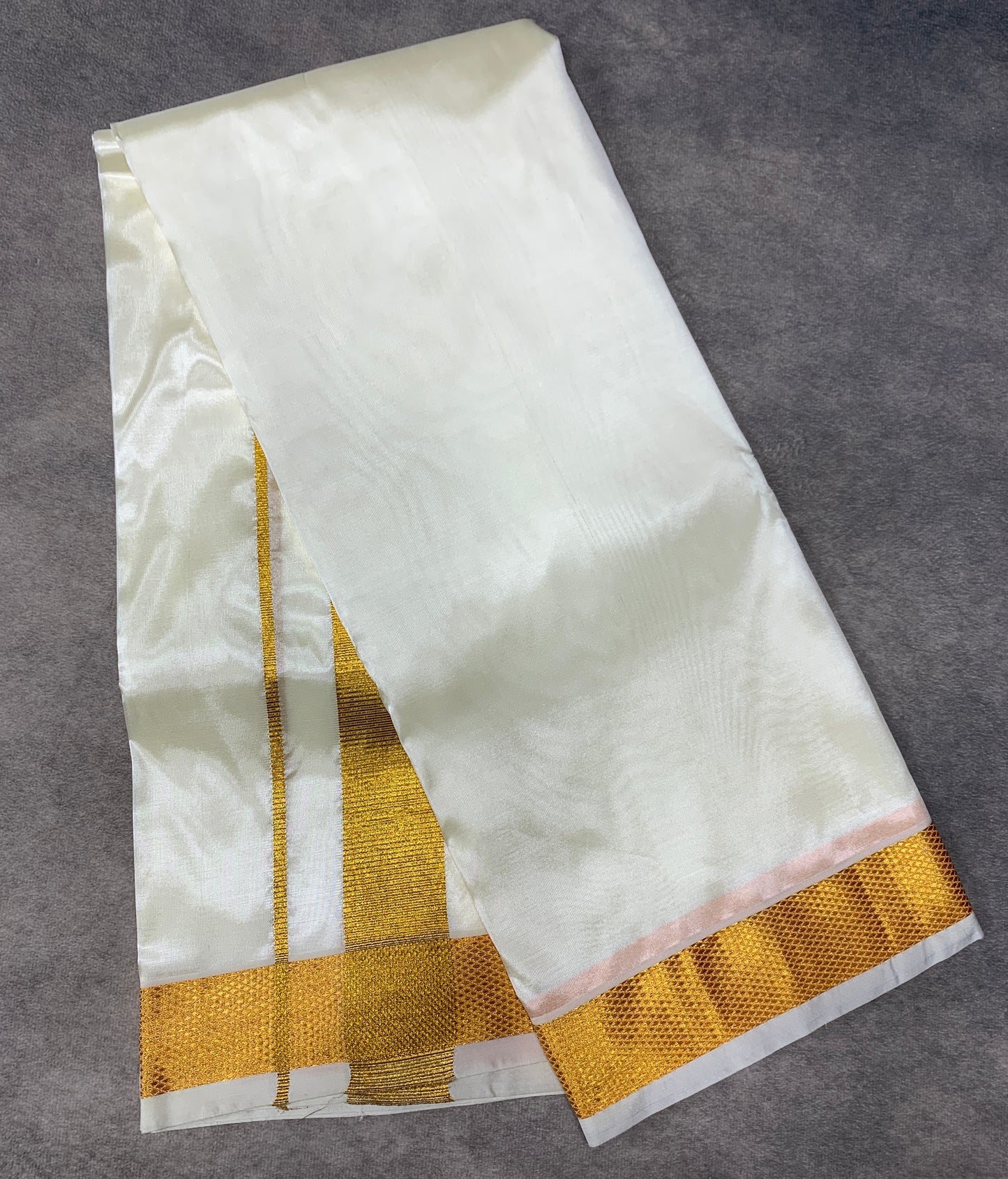 Art Silk Dhoti 8 Mulam Cream Colour with Medium Border