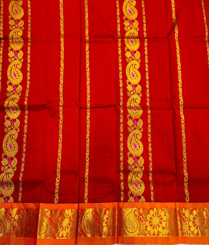 Maroon shade Semi silk Kids Pattu Pavadai with Contrast border for age 2 to 5