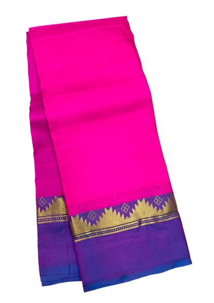 Pure Kanchipuram Silk Saree Pink shade with Purple Border