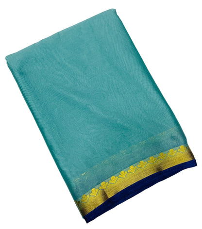 Crepe Saree Pastel Green Colour with Floral Design Border