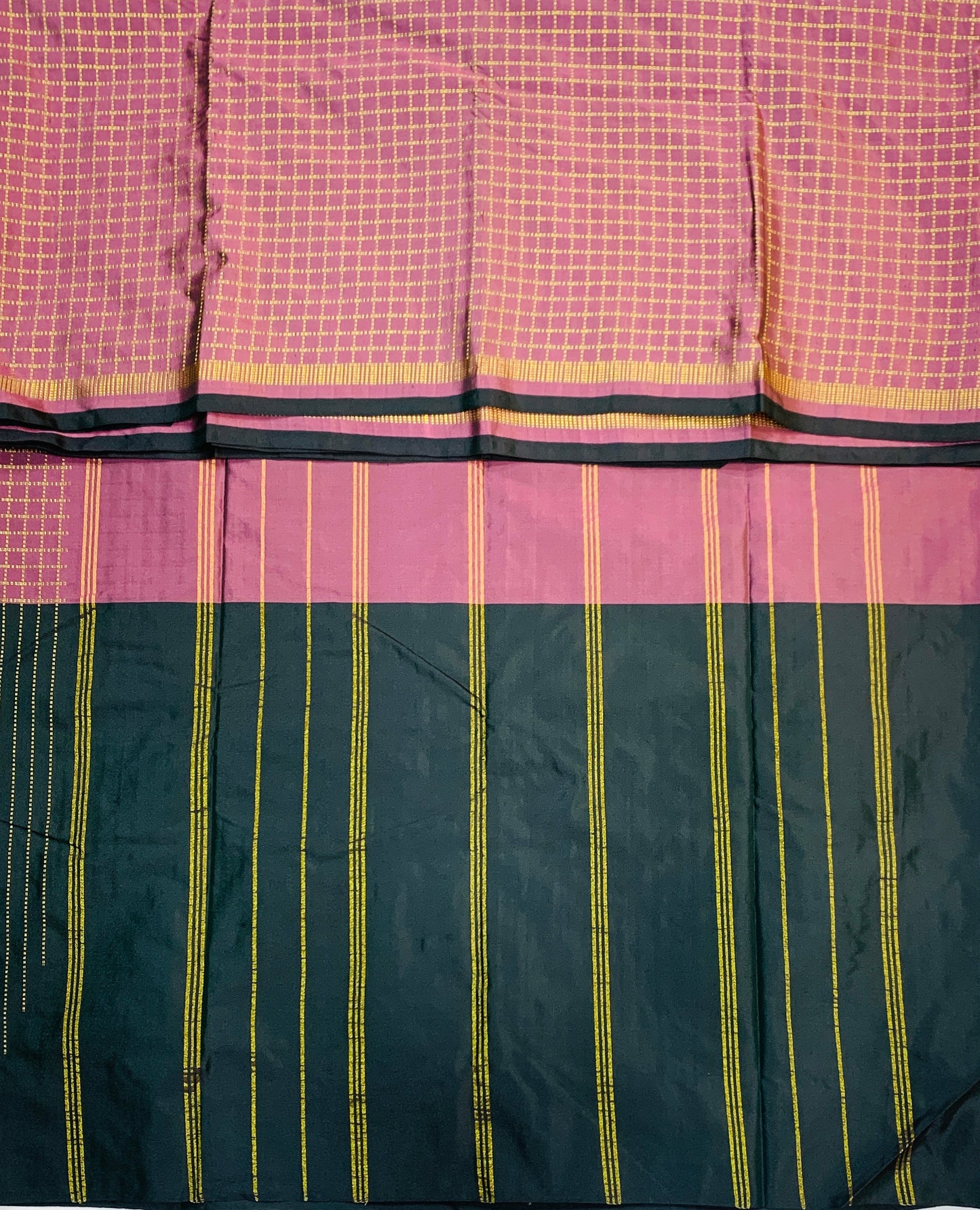 Arani Silk Saree Dark Onion Pink Colour with Green Border