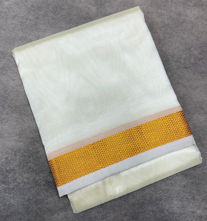 Art Silk Dhoti 8 Mulam Cream Colour Small Border