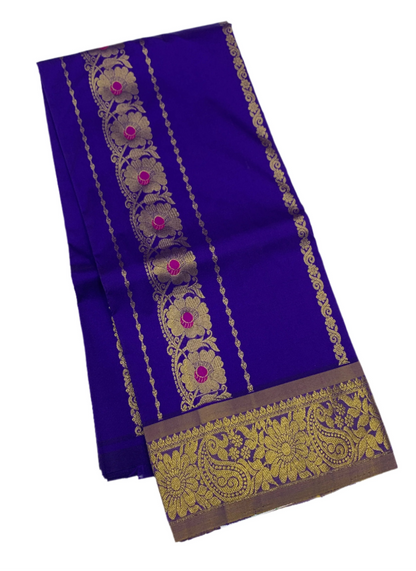 Violet shade Semi silk Kids Pattu Pavadai with Contrast border for age 5 to 10