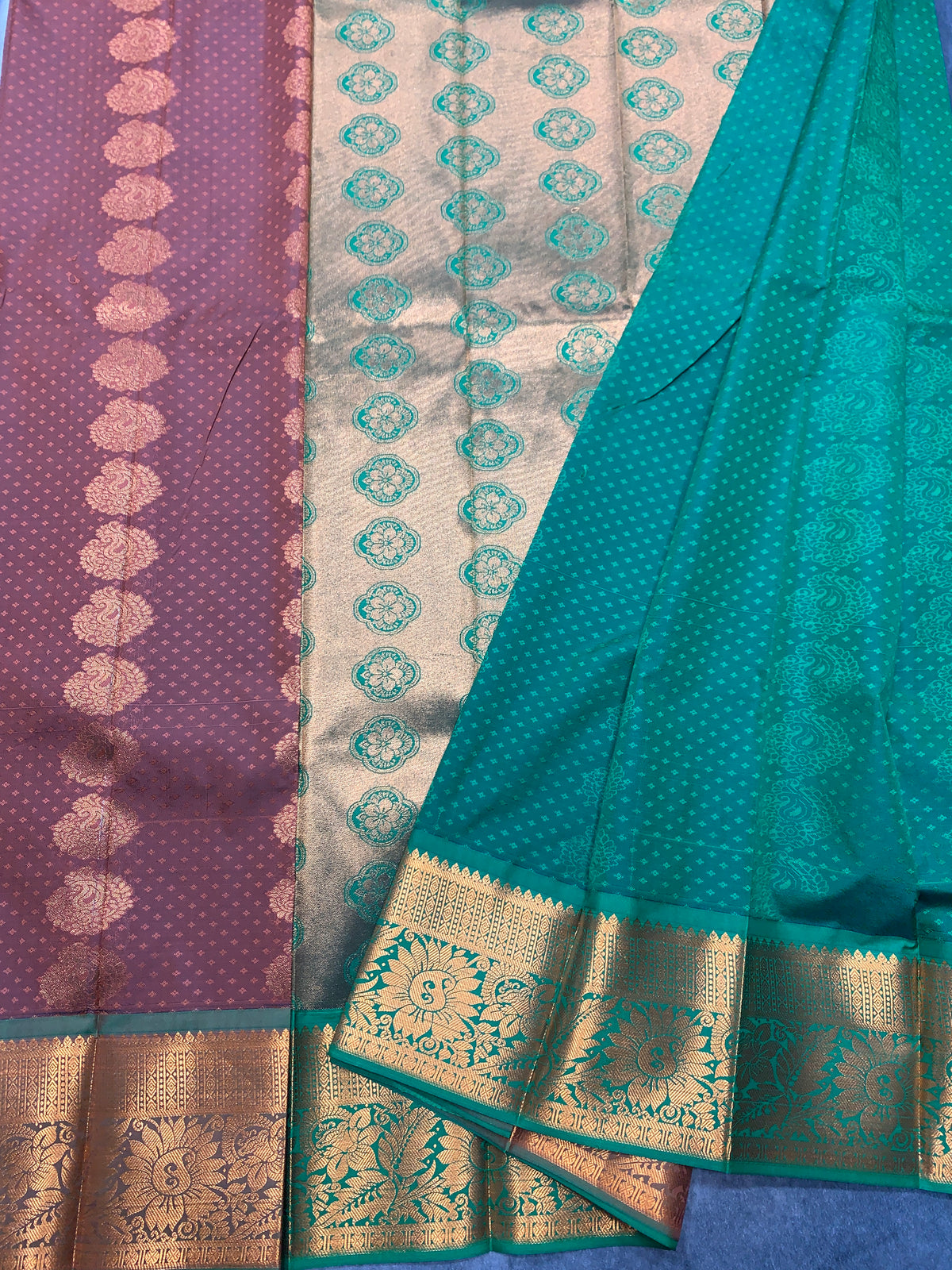 Vegan Silk Saree Chocolate Brown Colour Saree with Copper Border
