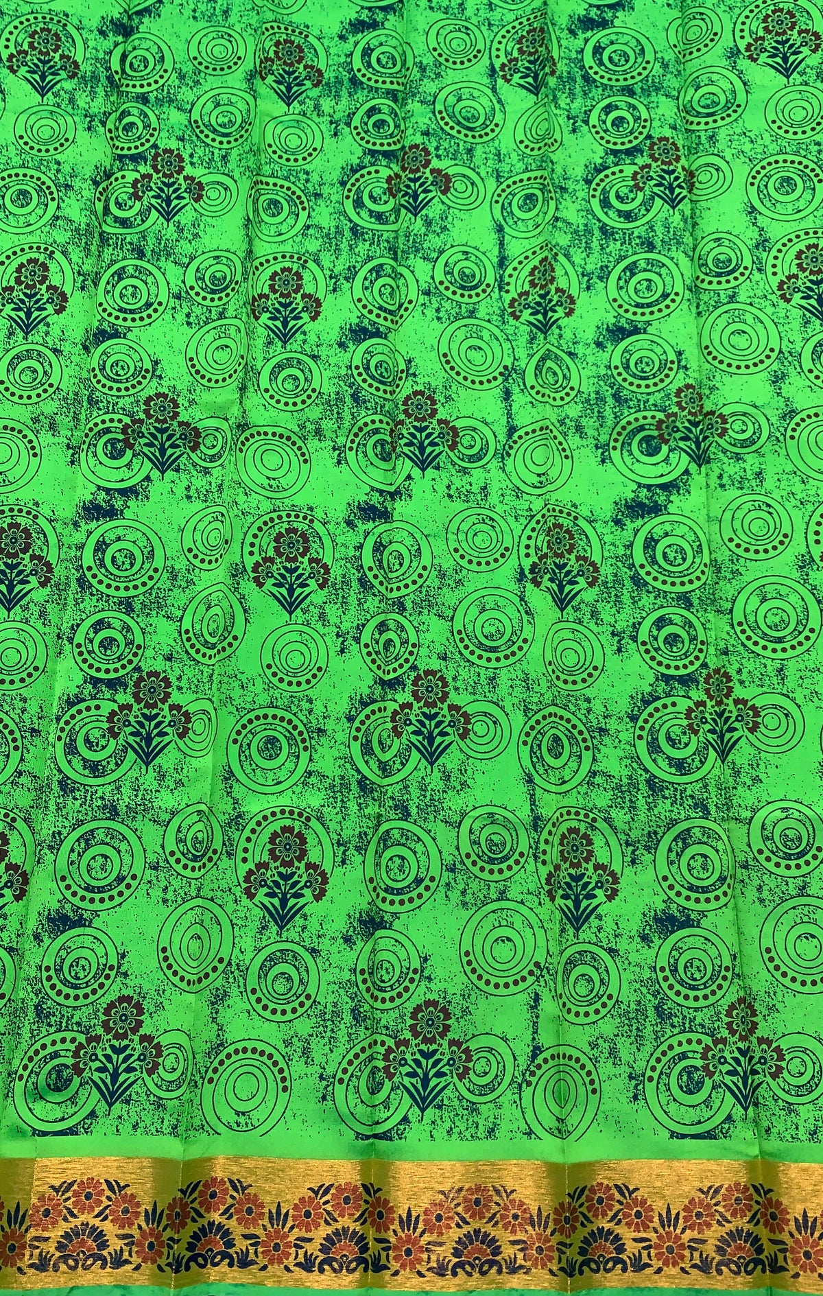 Fancy Cotton Saree Apple Green Colour with Copper Border