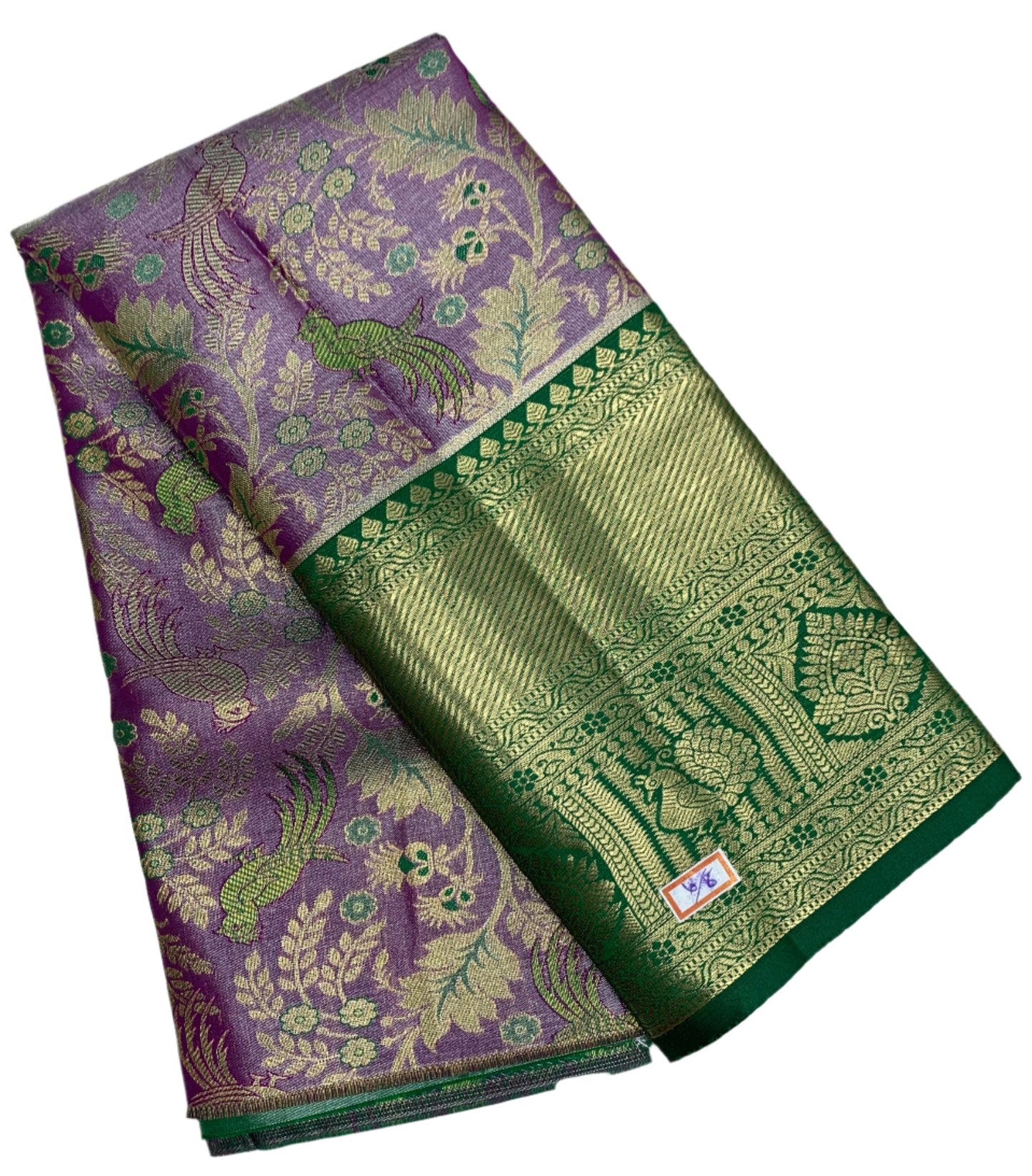 Lavender Shade Vegan Silk Kids Pattu Pavadai with Contrast Border for age 2 to 5