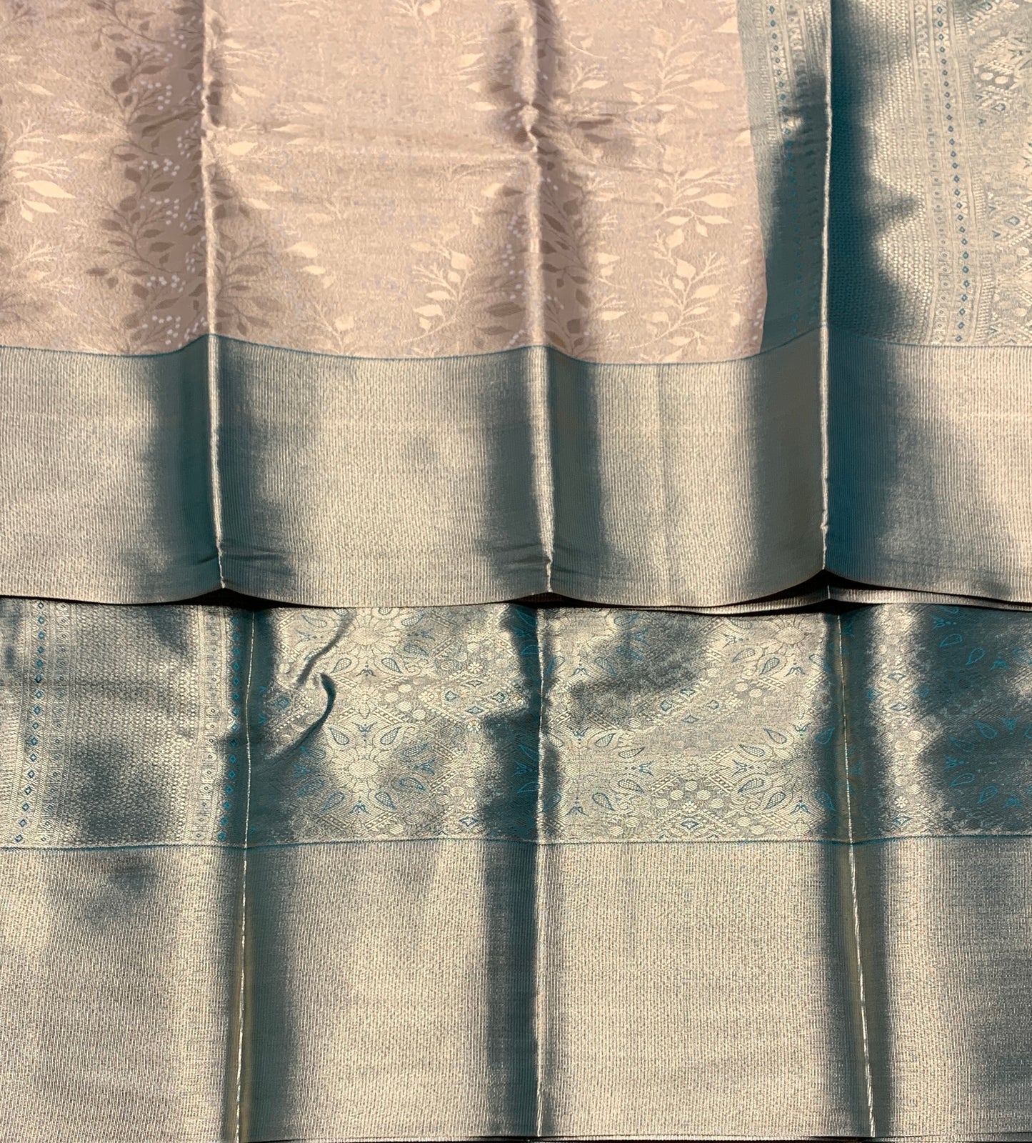 Fancy Tissue Saree Golden Colour with Green Colour Border