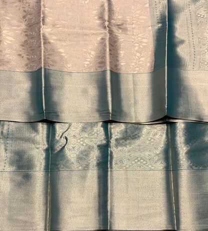 Fancy Tissue Saree Golden Colour with Green Colour Border