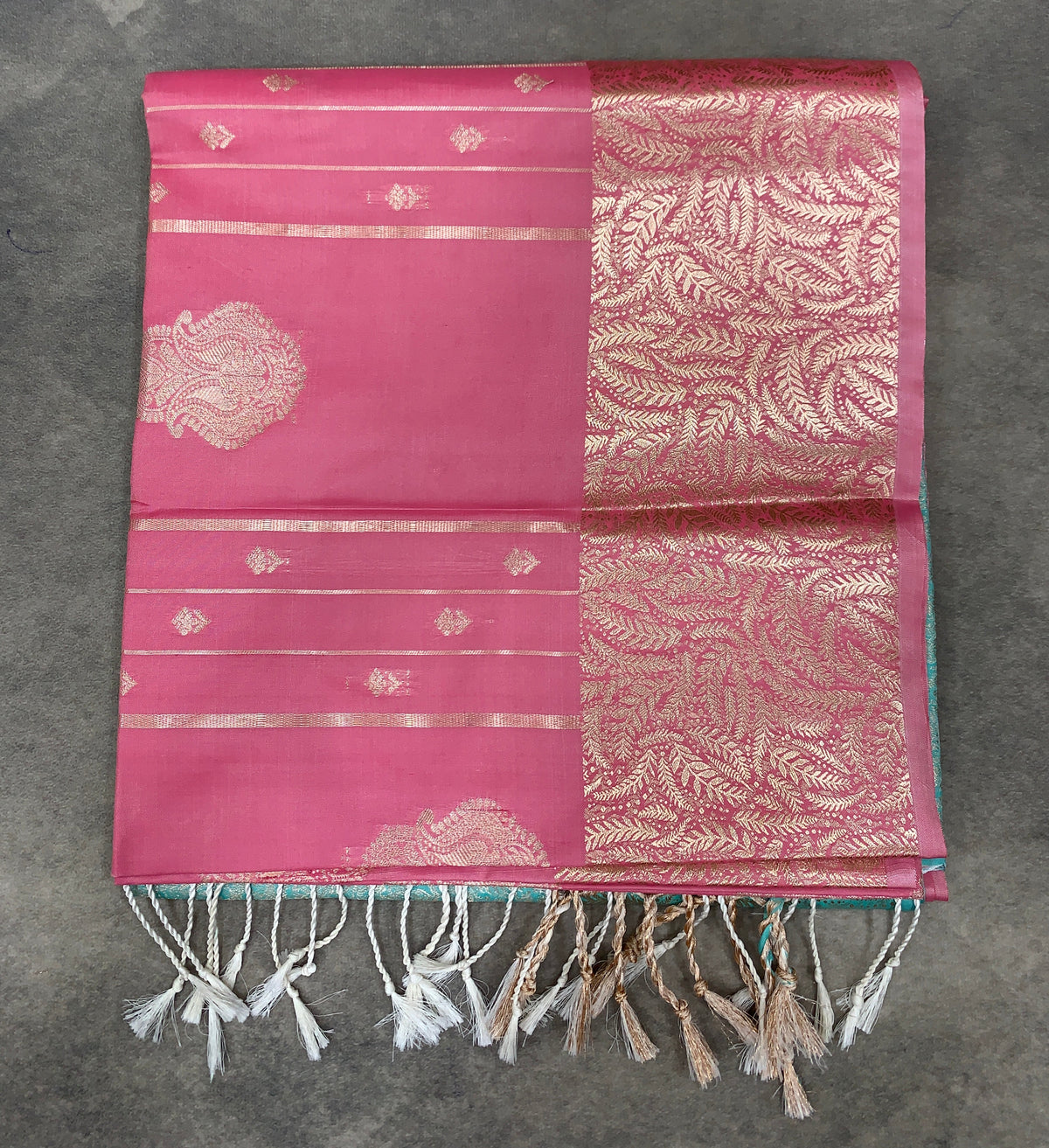 Art Silk Saree Tomato Pink Colour with Sliver Zari Border